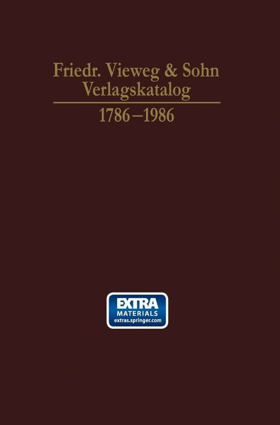 Frank Lube · Friedr. Vieweg & Sohn Verlagskatalog: 1786-1986 (Paperback Book) [1986 edition] (2013)