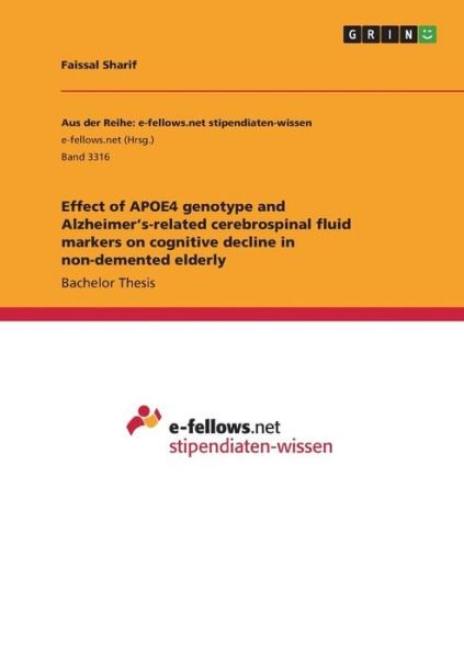 Cover for Sharif · Effect of APOE4 genotype and Alz (Bog)