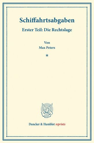 Cover for Peters · Schiffahrtsabgaben. (Book) (2014)