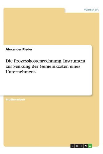 Cover for Rieder · Die Prozesskostenrechnung. Instr (Bog) [German edition] (2013)