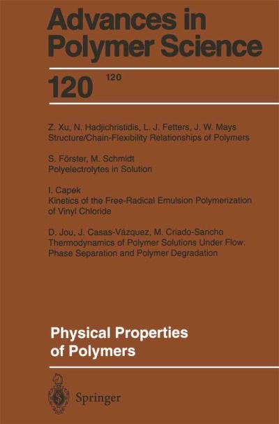 Cover for I Capek · Physical Properties of Polymers - Advances in Polymer Science (Pocketbok) [Softcover reprint of the original 1st ed. 1995 edition] (2013)