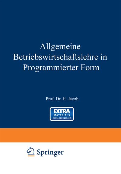Cover for Herbert Jacob · Allgemeine Betriebswirtschaftslehre in Programmierter Form (Paperback Book) (1976)