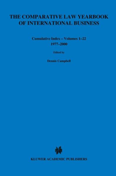 Cover for Dennis Campbell · The Comparative Law Yearbook of International Business Cumulative Index Volumes 1-22, 1977-2000 - Comparative Law Yearbook Series Set (Gebundenes Buch) (2002)