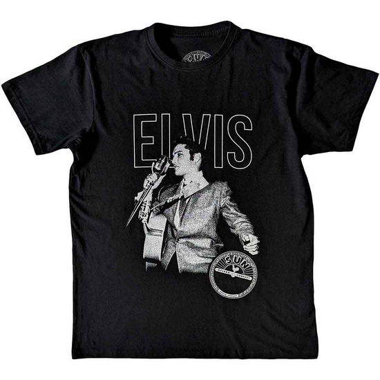 Cover for Sun Records · Sun Records Unisex T-Shirt: Elvis Live Portrait (Black) (T-shirt) [size S] (2023)