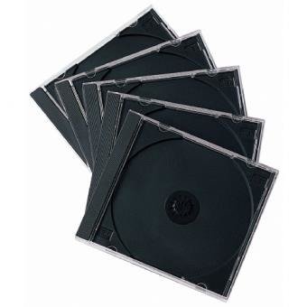 5x CD Standard Jewel Box Clear & Trays Black - Mounted and Cellophaned with Hanger Am - Music Protection - Koopwaar - AM - 5701289003632 - 