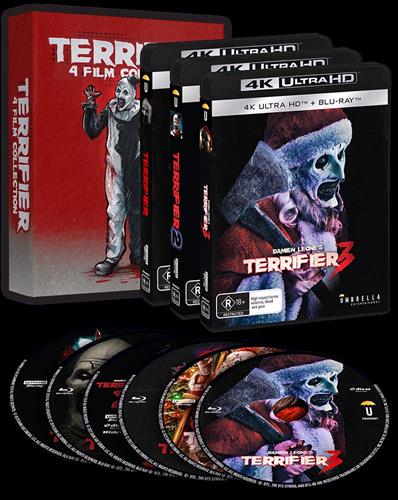 Cover for Terrifier (Terrifier / Terrifier 2 / Terrifier 3 / All Hallow's Eve) (4k / Blu-ray) (Blu-ray) (2024)