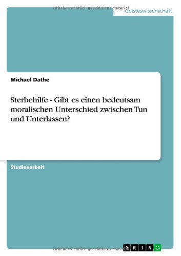 Cover for Dathe · Sterbehilfe - Gibt es einen bedeu (Bog) [German edition] (2010)
