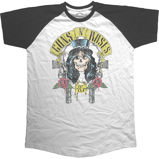 Cover for Guns N' Roses · Guns N' Roses Unisex Raglan T-Shirt: Slash 1985 (T-shirt) [size S] [Black, White - Unisex edition] (2016)