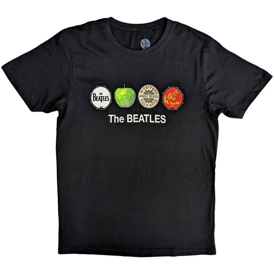 The Beatles Unisex T-Shirt: Apple & Drums - The Beatles - Gadżety -  - 5056737205633 - 2 października 2023