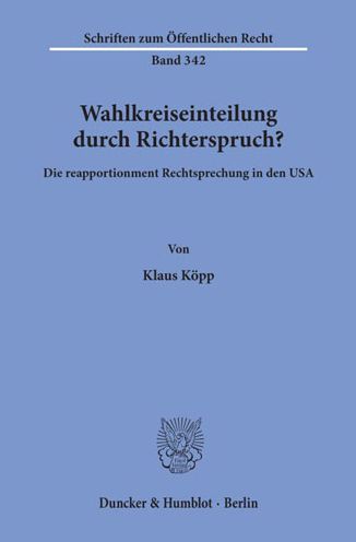 Cover for Köpp · Wahlkreiseinteilung durch Richters (Book) (1978)