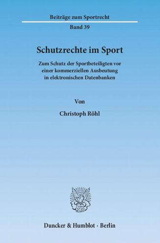 Cover for Röhl · Schutzrechte im Sport (Book) (2012)