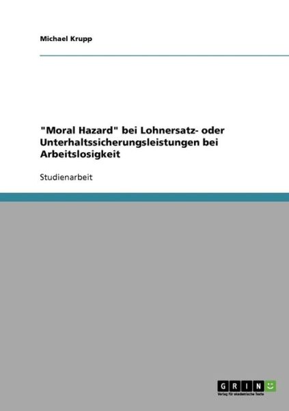 Cover for Krupp · &quot;Moral Hazard&quot; bei Lohnersatz- od (Book)