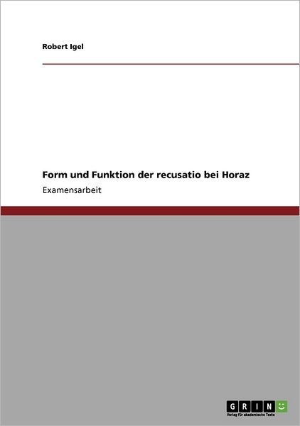 Cover for Igel · Form und Funktion der recusatio be (Book) [German edition] (2008)