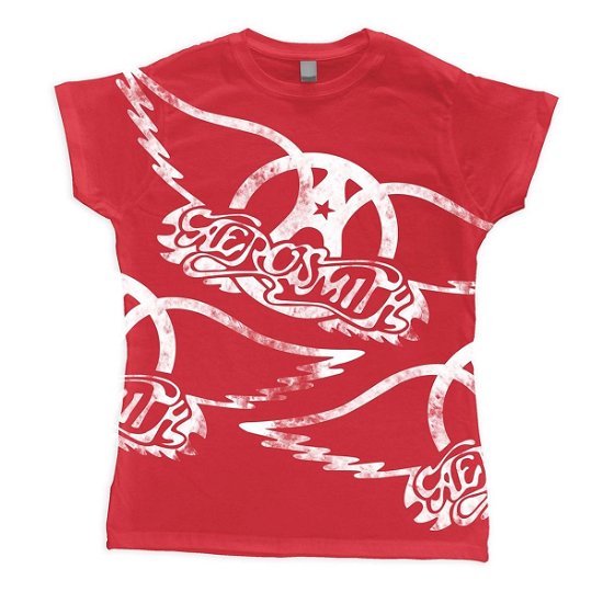 Red All over Logo Girlie / Red T-shirt - Aerosmith - Fanituote - PHD MUSIC - 5060420688634 - torstai 15. joulukuuta 2016