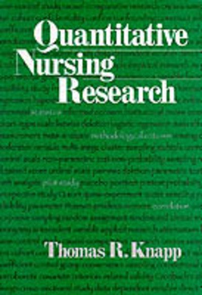 Cover for Thomas R. Knapp · Quantitative Nursing Research (Paperback Book) (1998)
