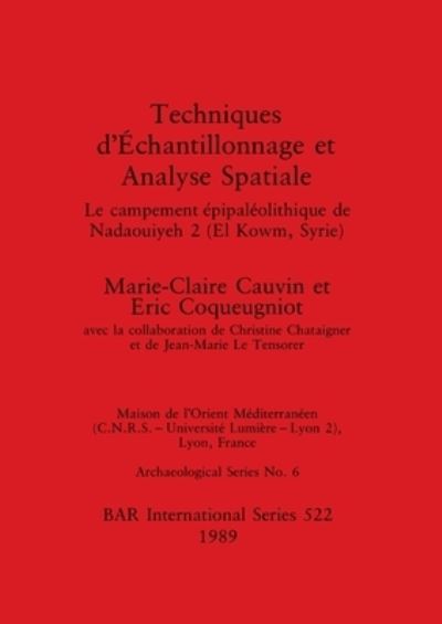 Cover for Marie-Claire Cauvin · Techniques d'Echantillonnage et Analyse Spatiale (Pocketbok) (1989)