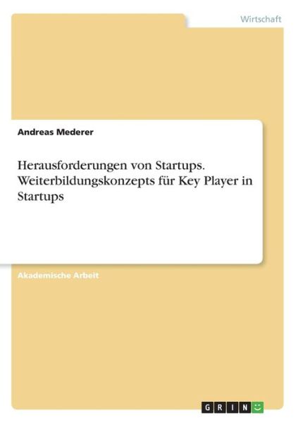 Cover for Mederer · Herausforderungen von Startups. (Book)