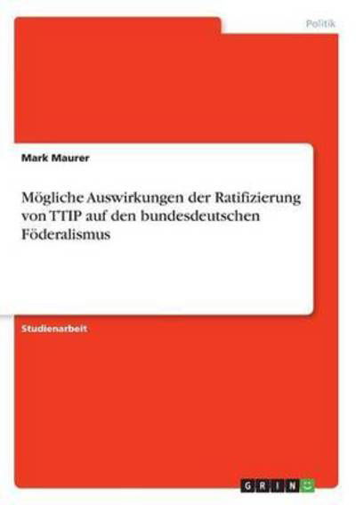 Cover for Maurer · Mögliche Auswirkungen der Ratifi (Book) (2016)