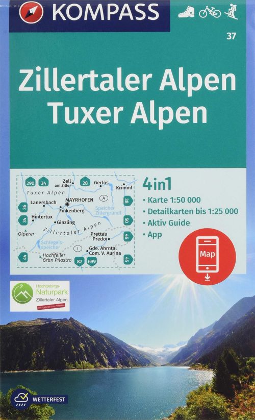 Kompass Wandern- Rad- & Skikarte: Zillertaler Alpen, Tuxer Alpen - Mair-Dumont / Kompass - Books - Skompa - 9783990444634 - August 1, 2018