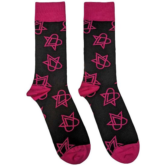 HIM Unisex Ankle Socks: Mini Pink Heartagrams (UK Size 7 - 11) - Him - Merchandise -  - 5056737230635 - 