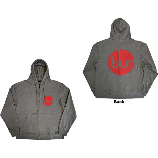 Blur Unisex Zipped Hoodie: Circle Logo (Back Print) - Blur - Fanituote -  - 5056561083636 - 