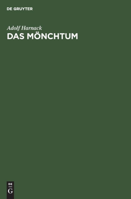 Cover for Adolf Harnack · Das Moenchtum (Hardcover Book) (1921)