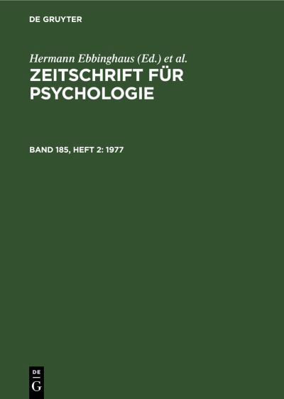 Cover for Hermann Ebbinghaus · 1977 (Book) (1978)