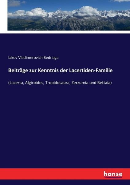 Cover for Bedriaga · Beiträge zur Kenntnis der Lace (Book) (2016)