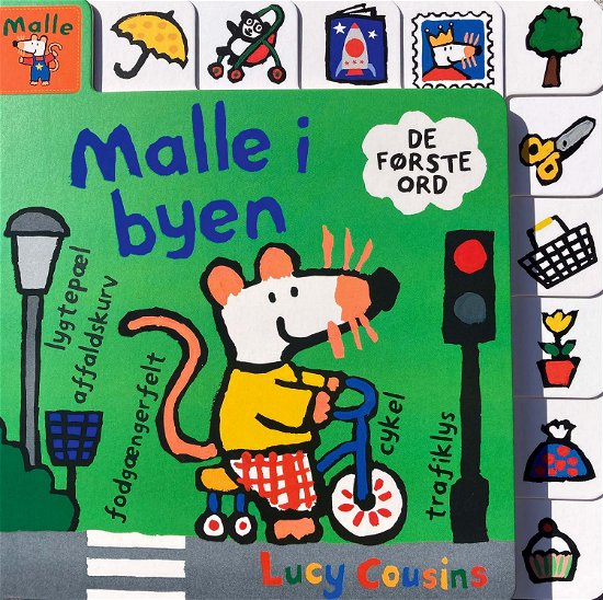 Cover for Lucy Cousins · De første ord: Malle i byen (Kartonbuch) (2022)