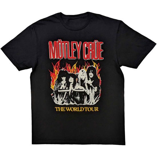 Motley Crue Unisex T-Shirt: Vintage World Tour Flames - Mötley Crüe - Gadżety -  - 5056561086637 - 