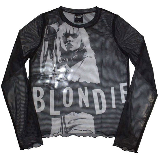 Cover for Blondie · Blondie Ladies Long Sleeve T-Shirt: Mic Stand (Mesh) (TØJ) [size XS]