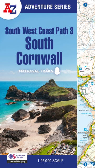 Cover for A-Z Maps · South West Coast Path 3 – South Cornwall: With Ordnance Survey Mapping - A -Z Adventure Series (Taschenbuch) [New Fourth edition] (2025)