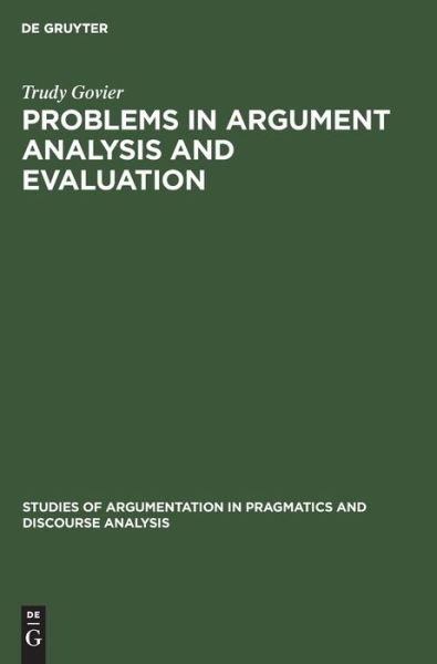 Cover for T. Govier · Studies of Argumentation in Pragmatics and Discourse Analysis (Pocketbok) (1987)