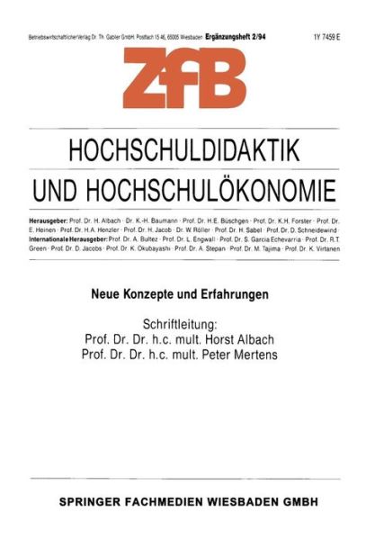 Cover for Peter Mertens · Hochschuldidaktik Und Hochschuloekonomie: Neue Konzepte Und Erfahrungen - Zeitschrift Fur Betriebswirtschaft (Paperback Book) [1994 edition] (1994)