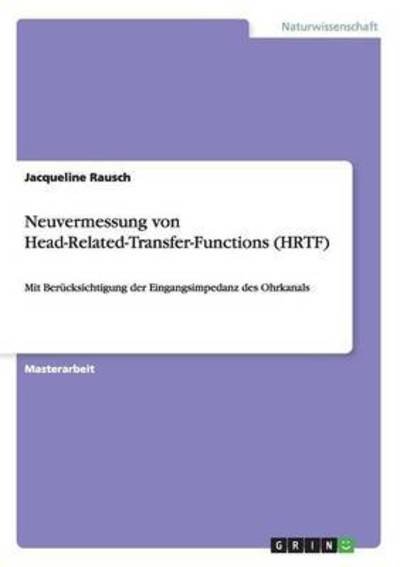 Cover for Rausch · Neuvermessung von Head-Related-T (Buch) (2015)