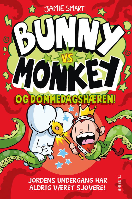 Cover for Jamie Smart · Bunny vs Monkey og dommedagshæren! (Hardcover Book) [1st edition] (2025)