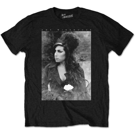 Cover for Amy Winehouse · Amy Winehouse Unisex T-Shirt: Flower Portrait (Black) (T-shirt) [size L] [Black - Unisex edition] (2015)