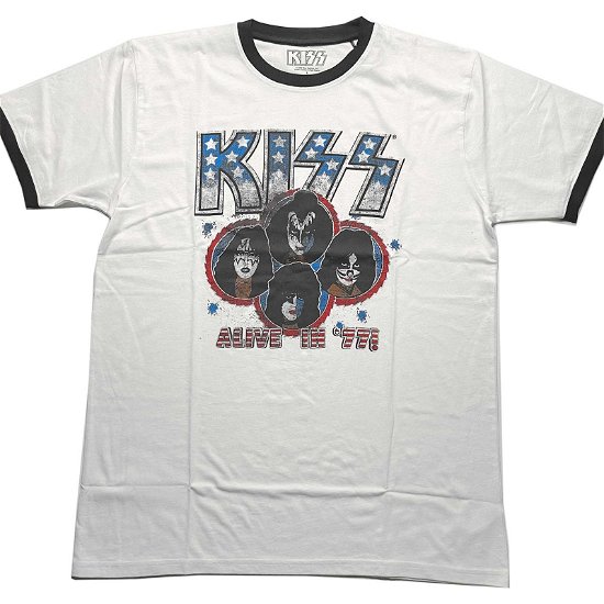 KISS Unisex Ringer T-Shirt: Alive in '77 - Kiss - Merchandise -  - 5056561053639 - 