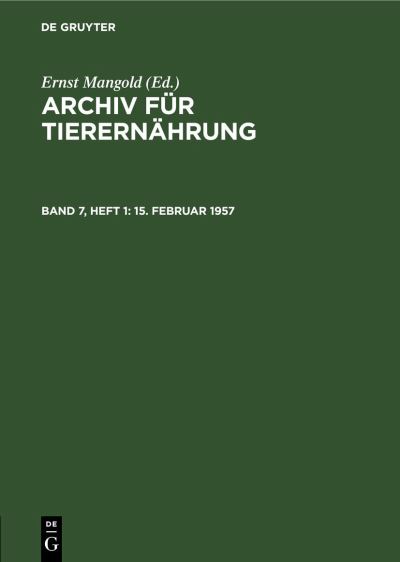 Cover for Akademie der Akademie der Landwirtschaftswissenschaften der Deutschen Demokratischen Republik · 15. Februar 1957 (Book) (1958)