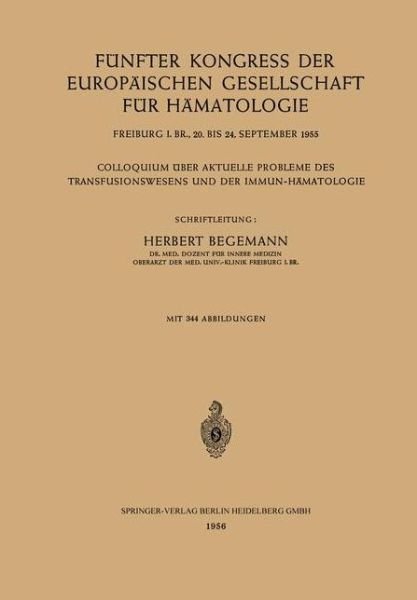 Cover for Begemann  Herbert · F  Nfter Kongress Der Europ  Ischen Ges (Paperback Book) (1956)