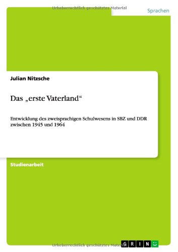 Cover for Julian Nitzsche · Das &quot;erste Vaterland&quot; (Book) [German edition] (2011)