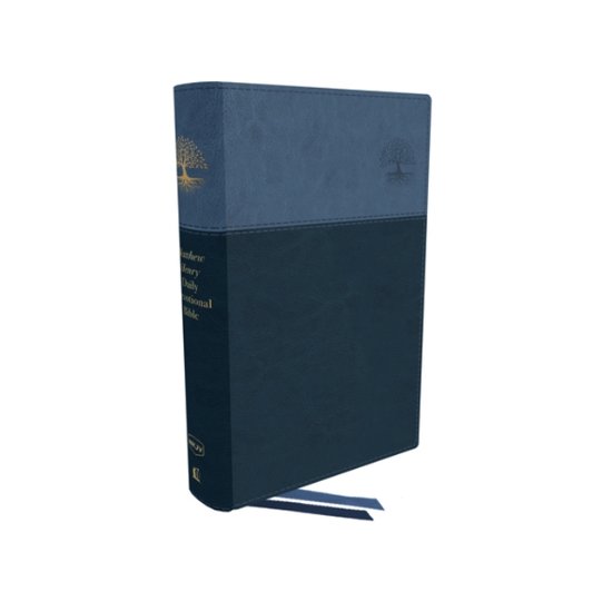 Cover for Thomas Nelson · NKJV, Matthew Henry Daily Devotional Bible, Leathersoft, Blue, Red Letter, Comfort Print: 366 Daily Devotions by Matthew Henry (Leather Book) (2022)