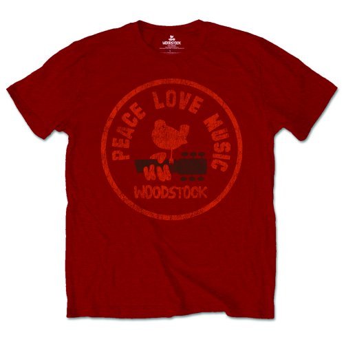 Woodstock · Woodstock Unisex T-Shirt: Love Peace Music (T-shirt) [size S] [Red - Unisex edition] (2016)