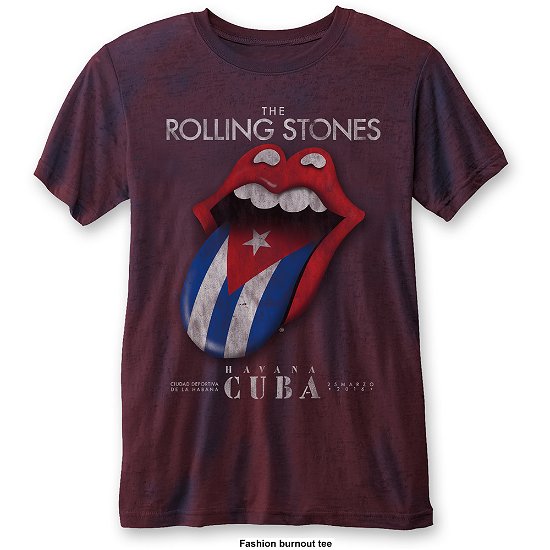 Cover for The Rolling Stones · The Rolling Stones Unisex T-Shirt: Havana Cuba (Burnout) (T-shirt) [size XL] [Blue, Red - Unisex edition]