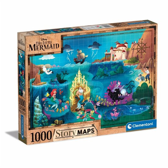 Cover for Clementoni · Puslespil Disney Maps, Den Lille Havfrue, 1000 brikker (Puslespil) (2023)
