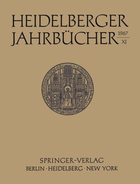 Cover for Universitats-Gesellschaft Heidelberg · Heidelberger Jahrbucher (Paperback Bog) [German edition] (1967)