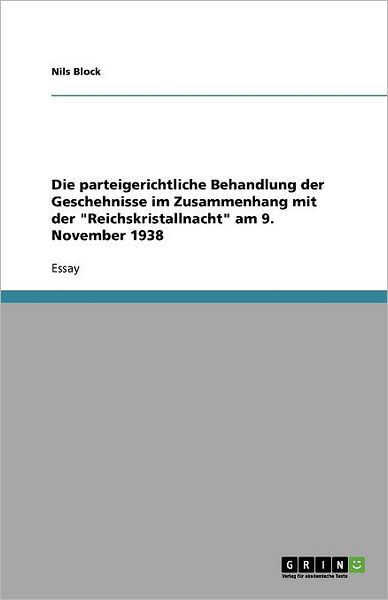 Cover for Block · Die parteigerichtliche Behandlung (Book) [German edition] (2011)