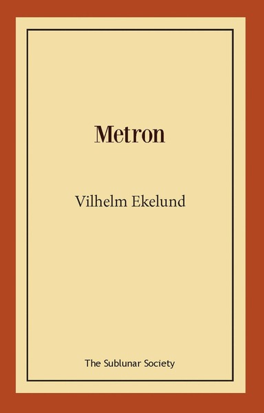 Cover for Vilhelm Ekelund · Metron (Paperback Book) (2020)