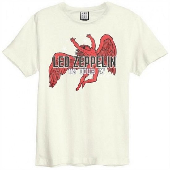 Cover for Led Zeppelin · Led Zeppelin Us Tour 77 (Icarus) Amplified Vintage White (T-shirt) [size L]
