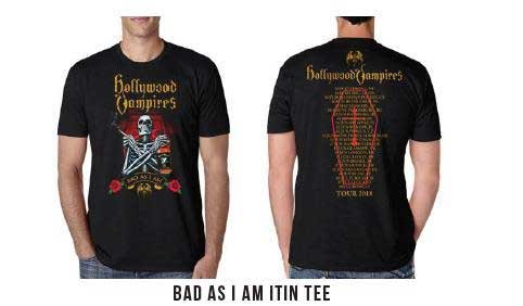 Hollywood Vampires Unisex T-Shirt: Bad As I Am 2018 Dates Back (Back Print/Ex Tour) - Hollywood Vampires - Koopwaar -  - 5056170646642 - 